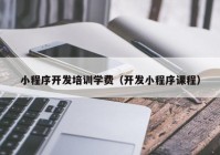 小程序开发培训学费（开发小程序课程）