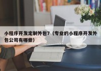 小程序开发定制外包7（专业的小程序开发外包公司有哪些）