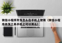 微信小程序开发怎么在手机上使用（微信小程序开发工具手机上可以用么）