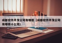 成都软件开发公司有哪些（成都软件开发公司有哪些小公司）