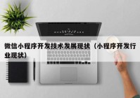 微信小程序开发技术发展现状（小程序开发行业现状）