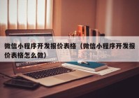 微信小程序开发报价表格（微信小程序开发报价表格怎么做）