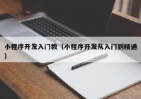 小程序开发入门教（小程序开发从入门到精通）