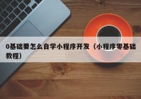 0基础要怎么自学小程序开发（小程序零基础教程）