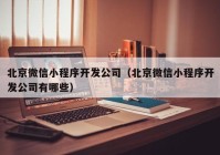 北京微信小程序开发公司（北京微信小程序开发公司有哪些）